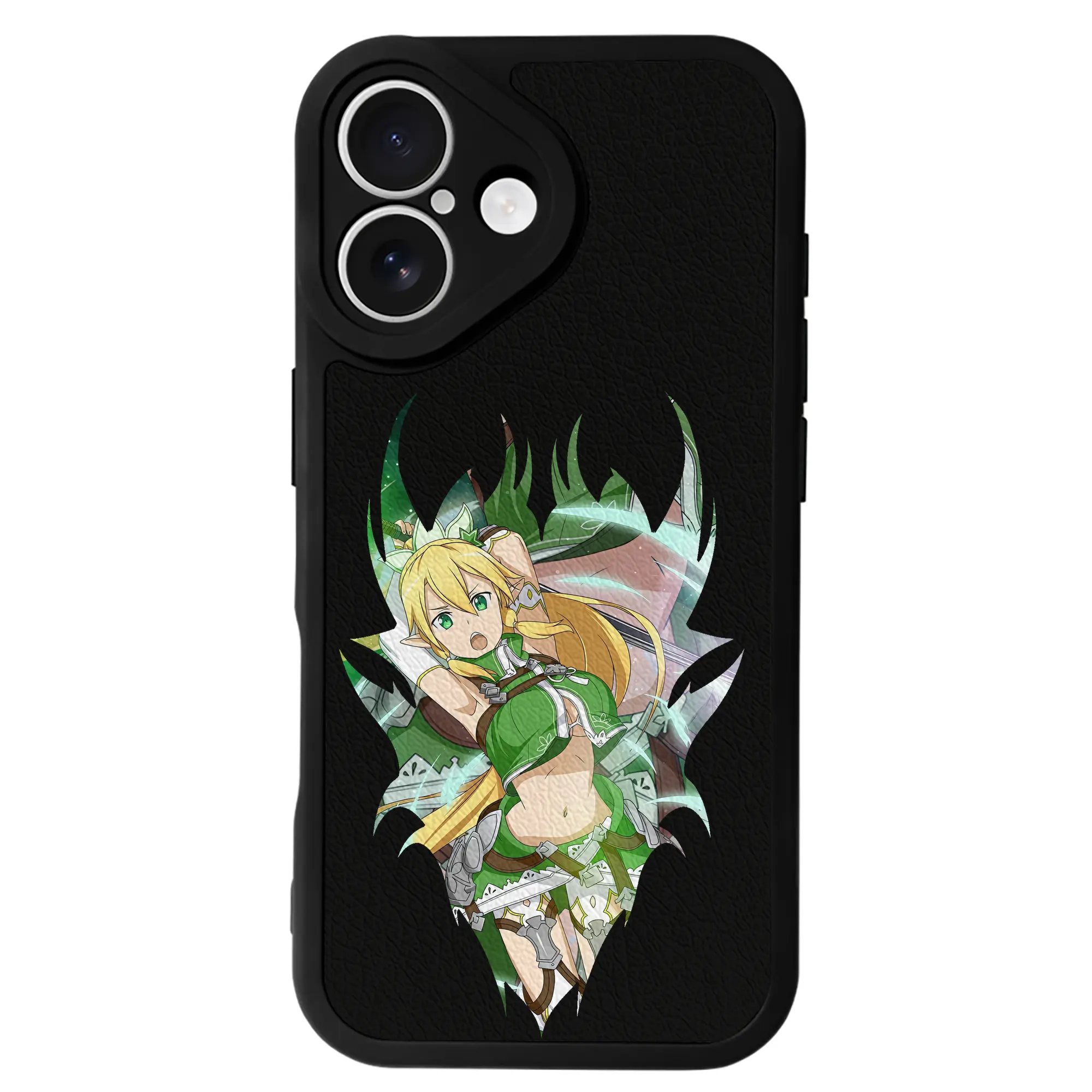 ソードアートオンライン グッズ リーファ - IPhone 16シリーズ対応 ・ シリコンスマホケース ・ レザー調 ・ 高精度フィット ・ 耐衝撃 ・ ワイヤレス充電対応 ・ 精密カット